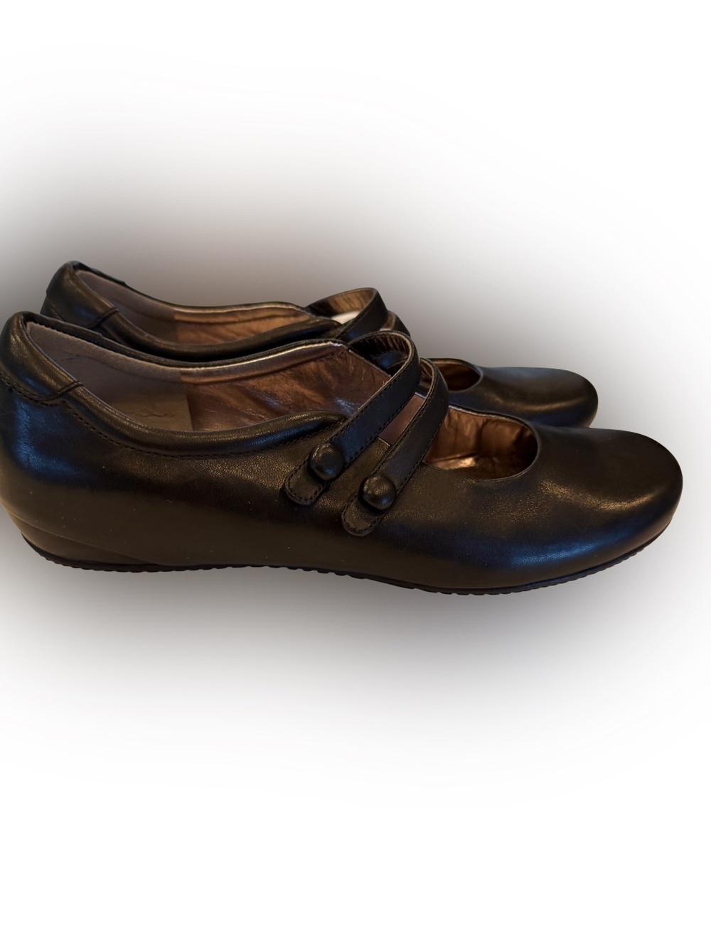 Ecco Women’s Double Strap Mary Jane Flats Black Leather Sz US 8-8.5 EU 39